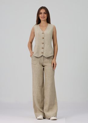 Брюки женские "Милан" модель 499б светлый натуральный лен