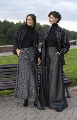 Юбка женская "С подрезом" модель 532п цвет елочка на черном
