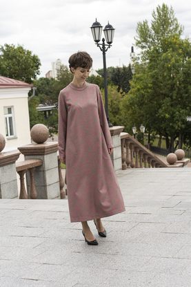 Платье женское "Клетка" модель 632/2 трикотаж розово-зеленый