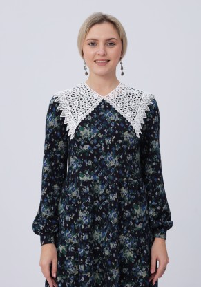 Платье женское "Каскад" модель 669/2 трикотаж цветочки на синем