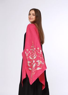 Косынка женская большая "Лен с росписью" модель 924