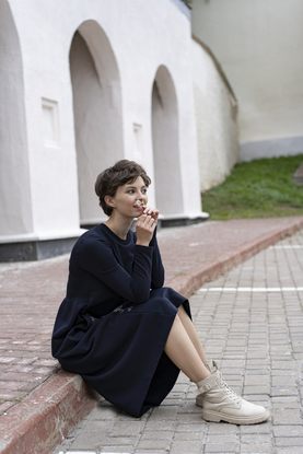 Платье женское трикотажное "Анжела" модель 645/2 цвет синий