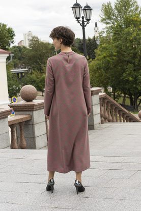 Платье женское "Клетка" модель 632/2 трикотаж розово-зеленый