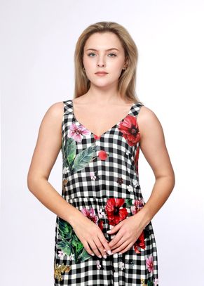 Сарафан женский "Каскад" модель 468/1 вискоза цветы