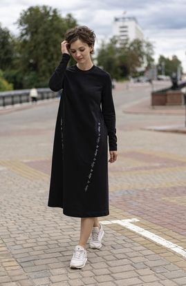 Платье женское трикотажное "Анжела" модель 645/1 цвет черный