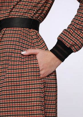 Платье женское "С поясом" трикотажное модель 637/2 клетка красно-коричневая